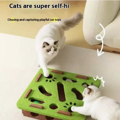 Pet Cat Puzzle Maze Holes Toys Felt Box With Bell Ball Kitten Playing Toys Interactive Funny Cat Supplies