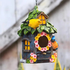 Bird house Garden Decor Hanging Outdoor Ornament Resin Pet Shelter Bird House
