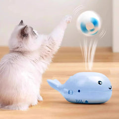 Cat Toys Electric Jet Floating Ball Interactive Cat Toy Whale Shaped Cat Toy Portable USB Dual Function Fan Pet Toy for Teaser