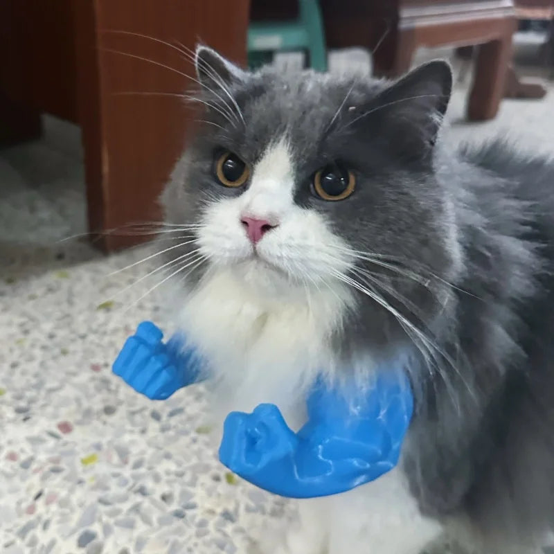 Funny Cat Muscle Arm 3D Printed Invincible Hulk Arm Pet Interactive Neck Hanging Toy Cosplay Costume Props Dog Accessories