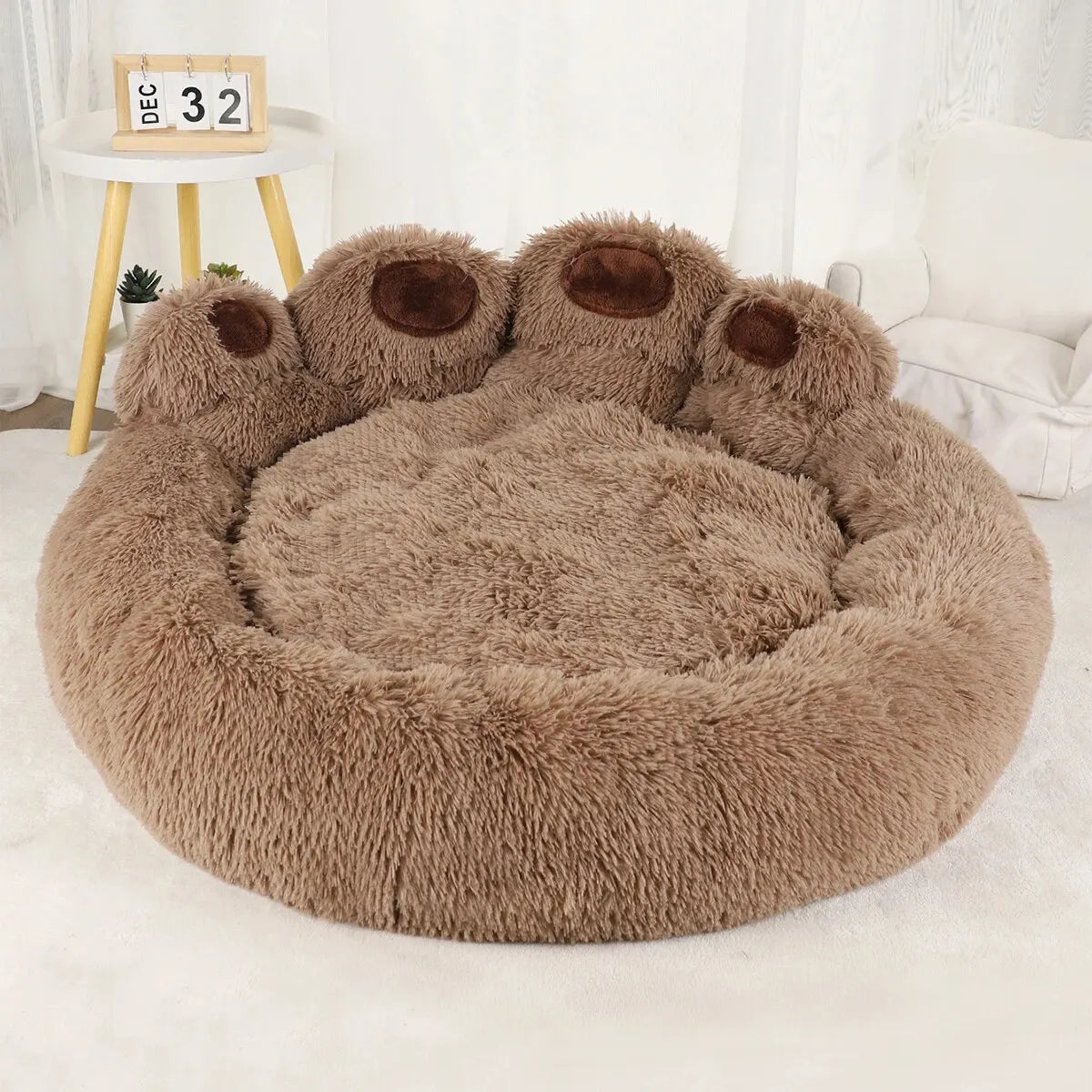 Dog Bed Winter Cat Pet Sofa Cute Bear Paw Shape Comfortable Pet Sleeping Beds For Small Medium Large Soft Fluffy Cushion Dog Bed