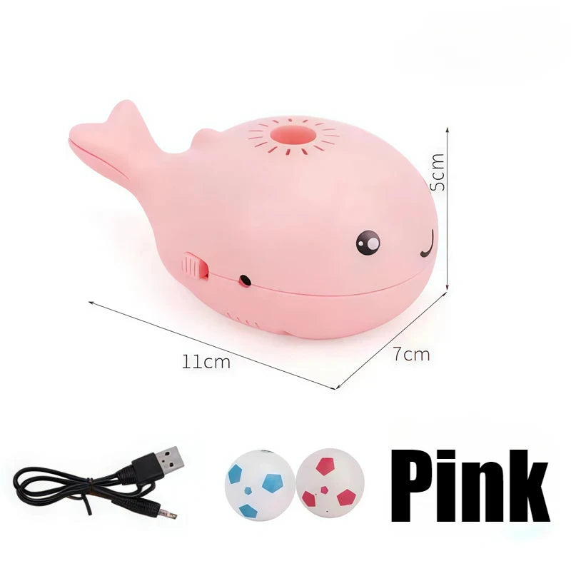 Cat Toys Electric Jet Floating Ball Interactive Cat Toy Whale Shaped Cat Toy Portable USB Dual Function Fan Pet Toy for Teaser