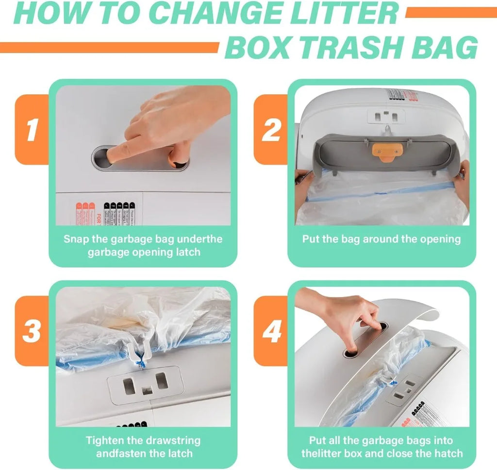 Self-Cleaning Cat Litter Box Poop Bags Drawstring Closure for Tonepie Cat Toilet Pet Supplies Only 10 Rolls Garbage Bags