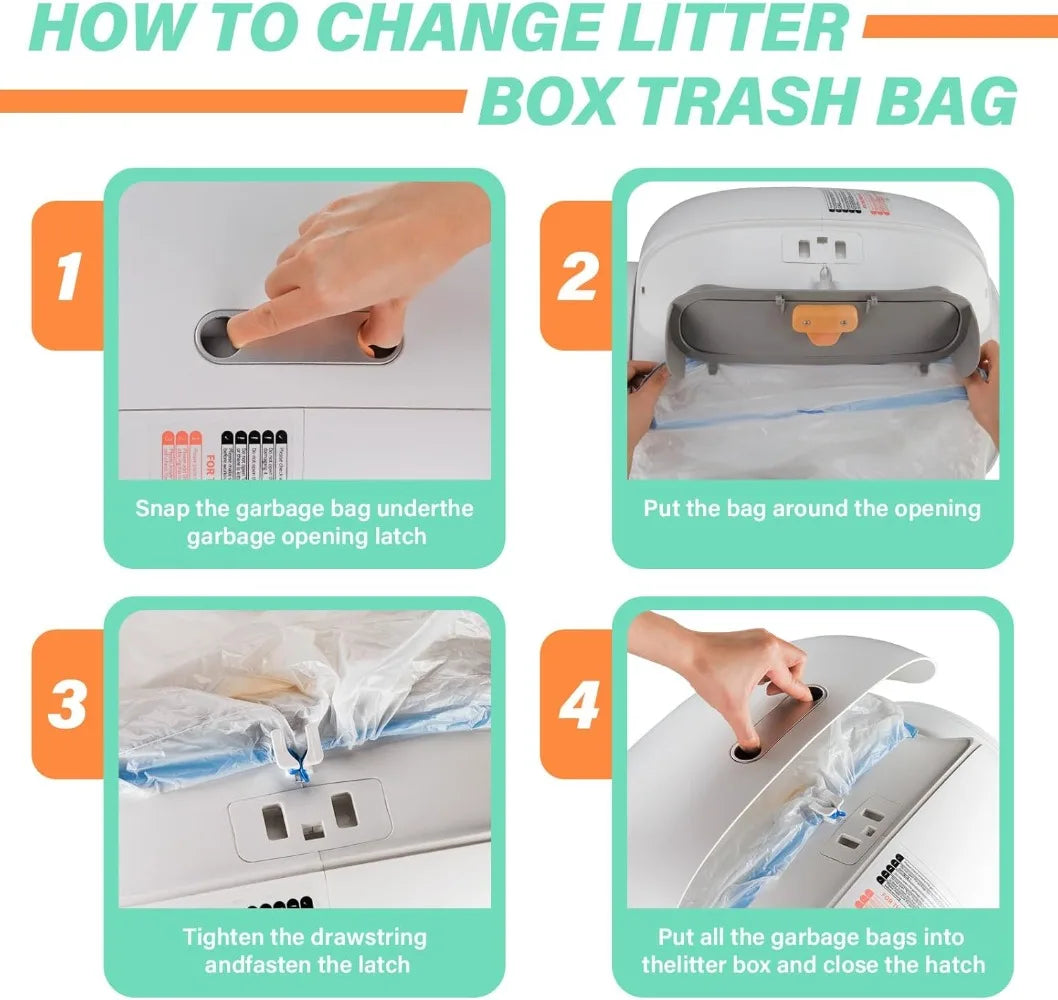 Self-Cleaning Cat Litter Box Poop Bags Drawstring Closure for Tonepie Cat Toilet Pet Supplies Only 10 Rolls Garbage Bags