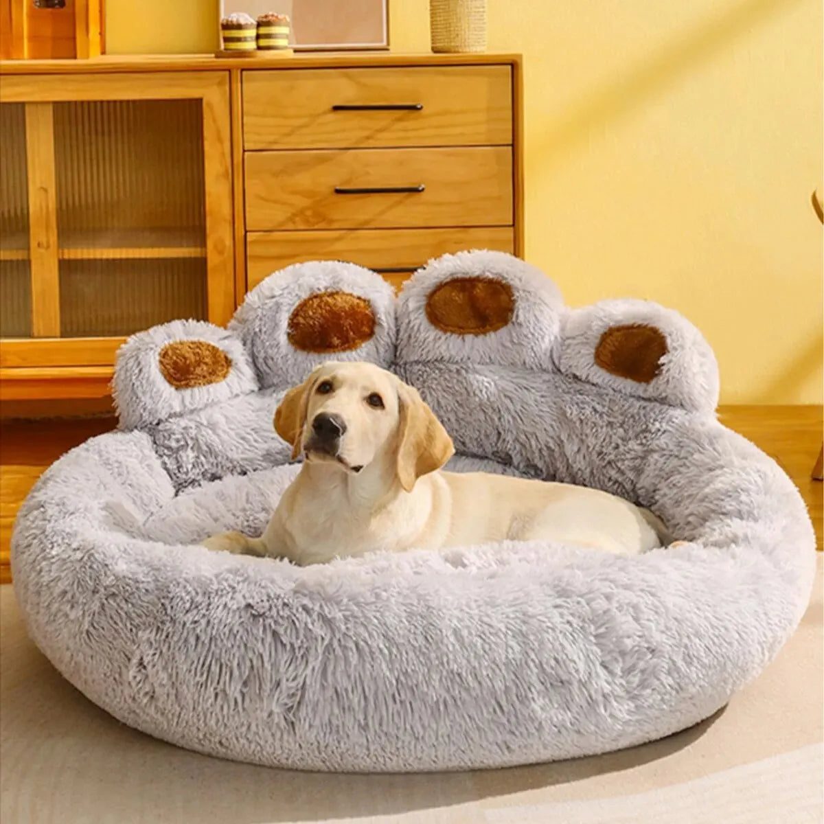 Dog Bed Winter Cat Pet Sofa Cute Bear Paw Shape Comfortable Pet Sleeping Beds For Small Medium Large Soft Fluffy Cushion Dog Bed