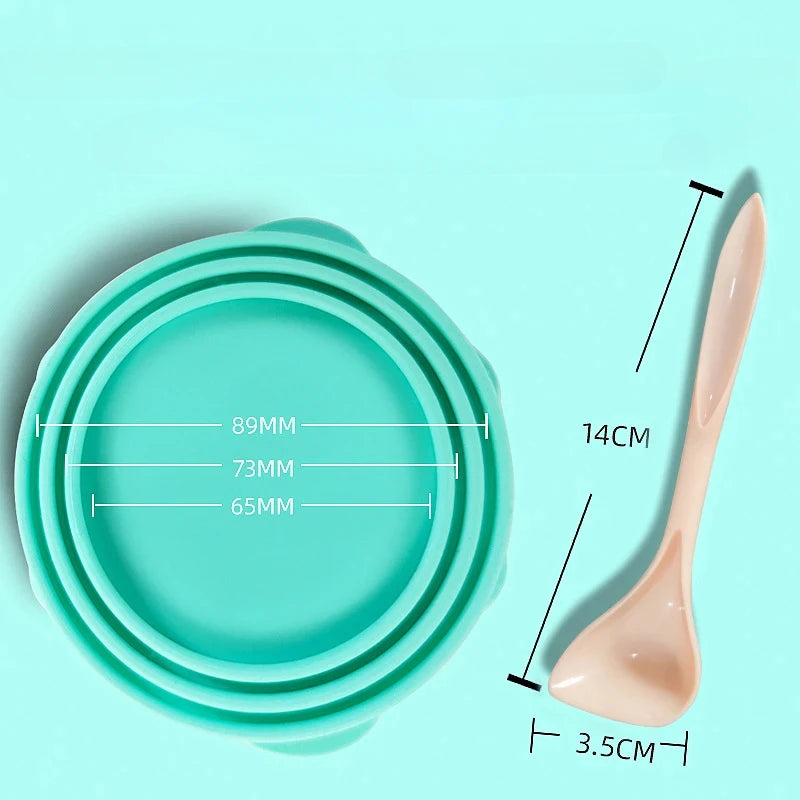Portable Silicone Dog Cat Canned Lid 2-in-1Food Sealer Spoon Pet Food Cover Storage Fresh-keeping Lids Bowl Dog Accessories
