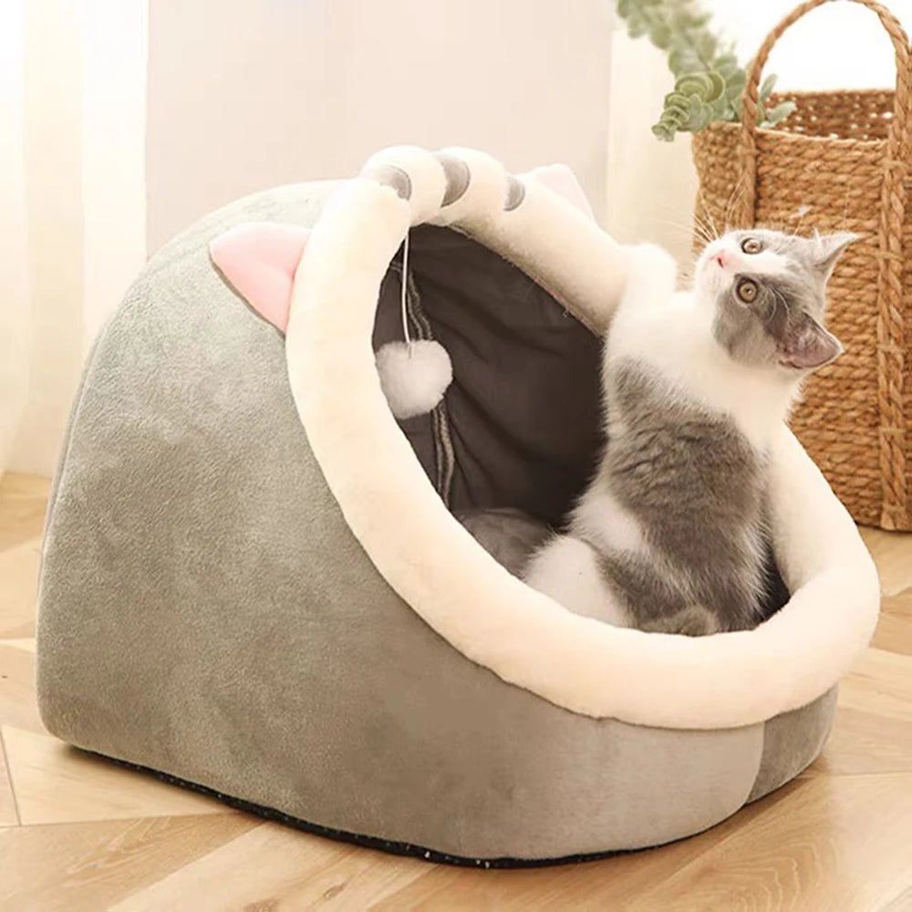 1PC Warm Winter Four Seasons Universal Semi-Closed Cute Comfortable Cat Nest Bed Warm Pet Nest
