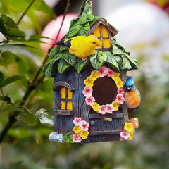 Bird house Garden Decor Hanging Outdoor Ornament Resin  Pet Shelter Bird House