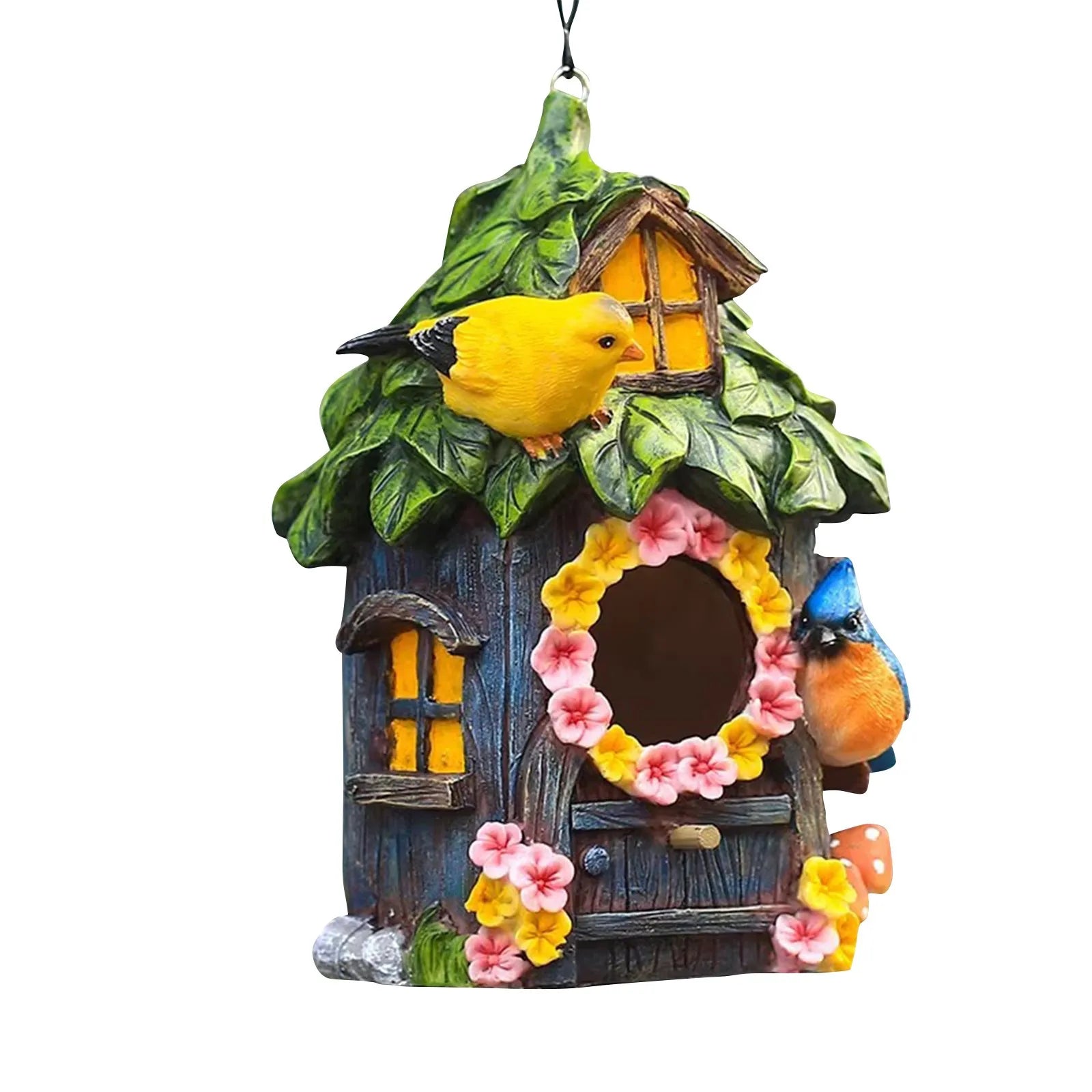 Bird house Garden Decor Hanging Outdoor Ornament Resin  Pet Shelter Bird House
