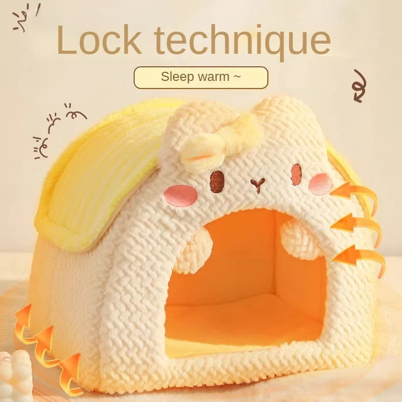 Warm Enclosed Cat Sleeping Bag Winter Cat Nest House Bed Safe Cozy Pet Shelter