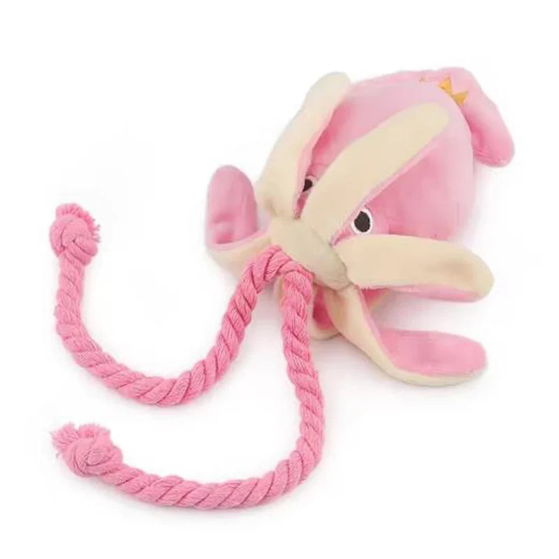 Sound-emitting cotton rope octopus for pets