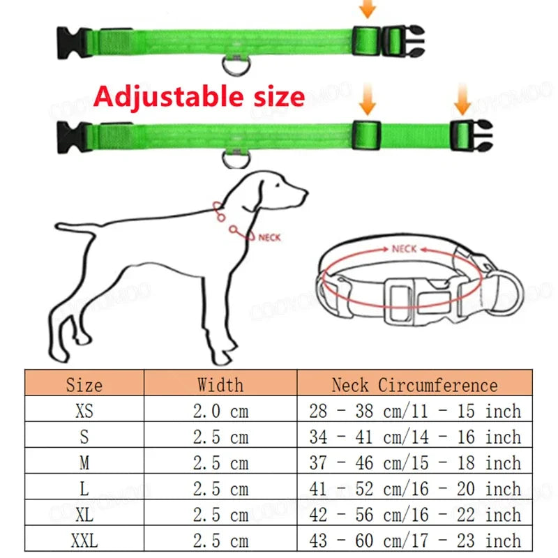 3 Modes Dogs Luminous Charge Collars Led Usb Cat Dog Collar Detachable Night Led Glow Dog Loss Prevention Collar Pet Accessories