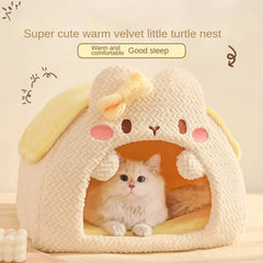 Warm Enclosed Cat Sleeping Bag Winter Cat Nest House Bed Safe Cozy Pet Shelter