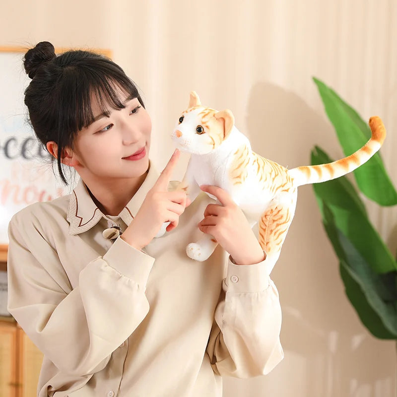 1Pc 35CM Simulation Pet Cat Plush Toys Internal Bracket Animal Dolls Stuffed Soft Orange Cat Grey Cat Rural Cat Toy
