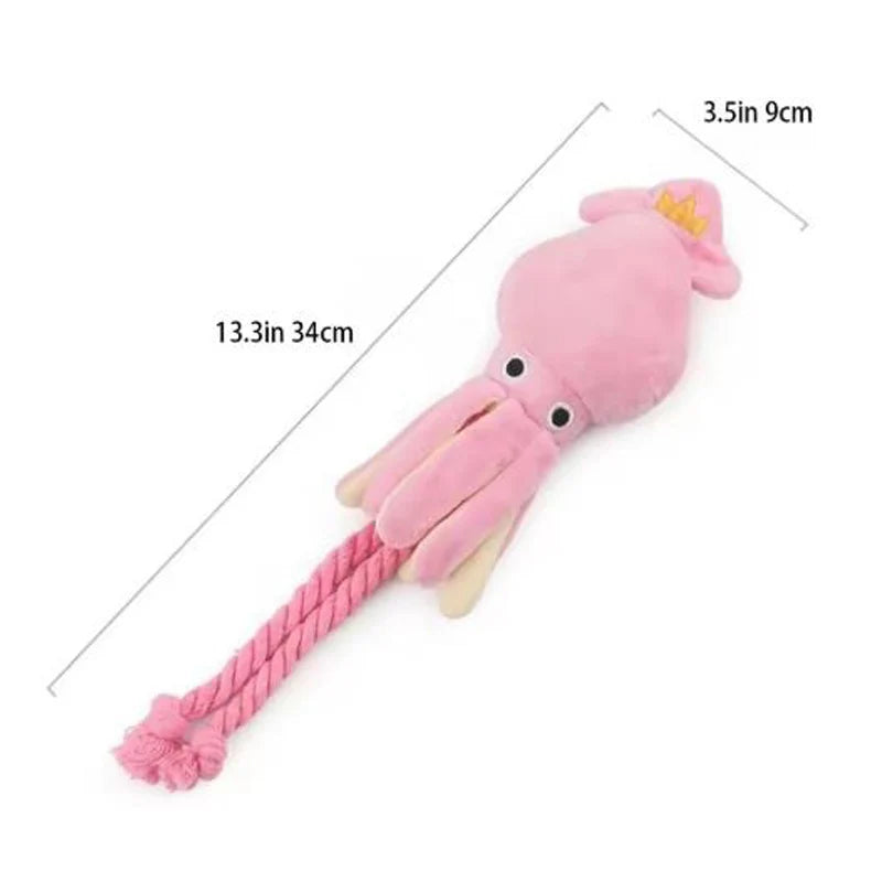 Sound-emitting cotton rope octopus for pets