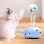 Cat Toys Electric Jet Floating Ball Interactive Cat Toy Whale Shaped Cat Toy Portable USB Dual Function Fan Pet Toy for Teaser