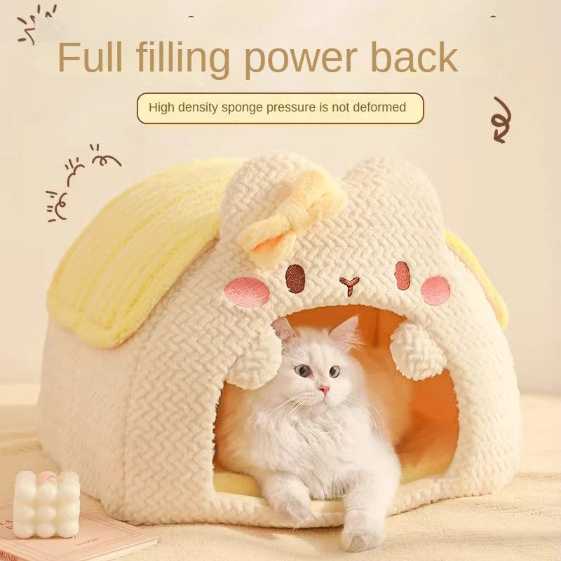 Warm Enclosed Cat Sleeping Bag Winter Cat Nest House Bed Safe Cozy Pet Shelter