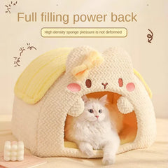 Warm Enclosed Cat Sleeping Bag Winter Cat Nest House Bed Safe Cozy Pet Shelter