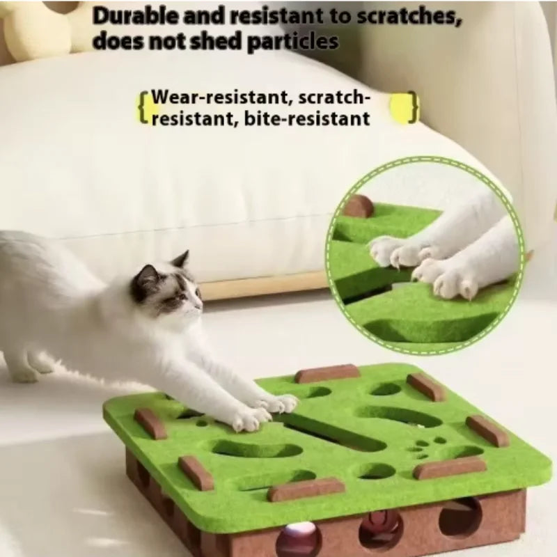 Pet Cat Puzzle Maze Holes Toys Felt Box With Bell Ball Kitten Playing Toys Interactive Funny  Cat Supplies