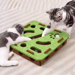 Pet Cat Puzzle Maze Holes Toys Felt Box With Bell Ball Kitten Playing Toys Interactive Funny  Cat Supplies