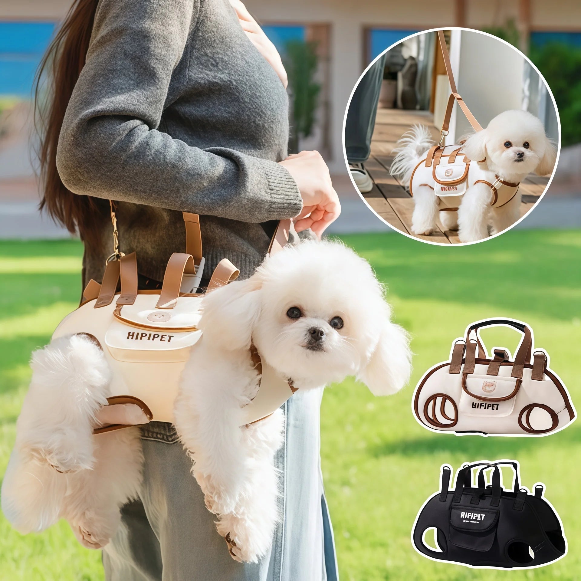 Dog Lift Harness Backpack for Small Dogs Sling Carrier with Handle Leash Pet Carrying Box Outdoor Walking Cats Carrying Supplies