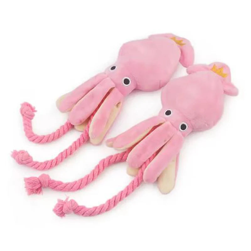 Sound-emitting cotton rope octopus for pets