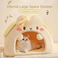 Warm Enclosed Cat Sleeping Bag Winter Cat Nest House Bed Safe Cozy Pet Shelter