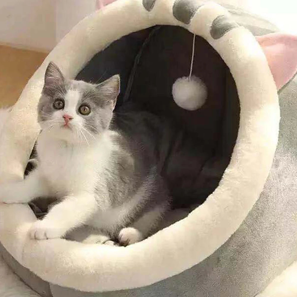 1PC Warm Winter Four Seasons Universal Semi-Closed Cute Comfortable Cat Nest Bed Warm Pet Nest
