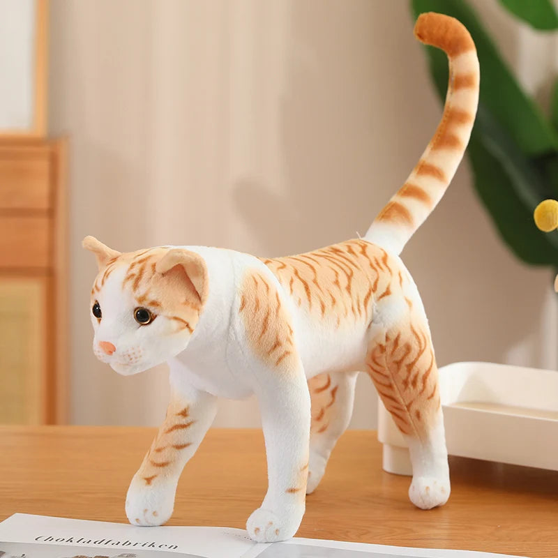 1Pc 35CM Simulation Pet Cat Plush Toys Internal Bracket Animal Dolls Stuffed Soft Orange Cat Grey Cat Rural Cat Toy
