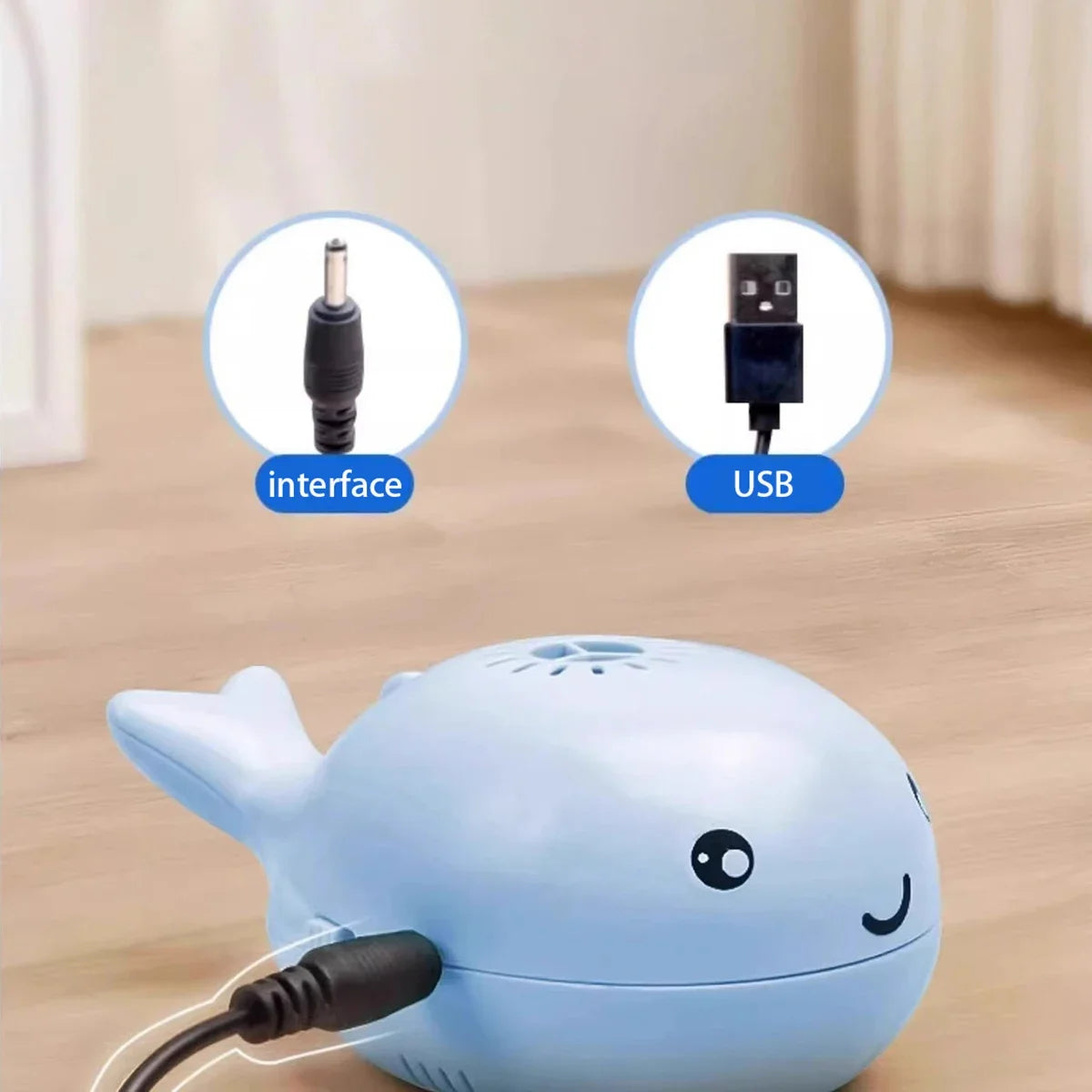 Cat Toys Electric Jet Floating Ball Interactive Cat Toy Whale Shaped Cat Toy Portable USB Dual Function Fan Pet Toy for Teaser